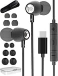 Ecouteur USB C pour Samsung S23 S22 S21 S20 A54 A53, Ecouteurs Filaire USB C avec Micro et Contrôle du Volume, Écouteurs USB Type C Stéréo pour Huawei P40 P30 Pro Xiaomi (Noir)