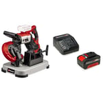 Einhell Scie à ruban sans fil TE-MB 18/127 U Li-Solo Power X-Change (18 V, hauteur de coupe 115 mm, largeur de coupe 127 mm, piètement, lampe LED + 2 rubans de scie) avec Chargeur et Batterie 4,0Ah