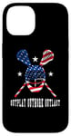 Coque pour iPhone 14 Joueur de crosse Outplay Outlast American Lacrosse