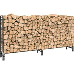 Unho - Range Bûche Extérieur Métal Large Porte Bûches Cheminée Métal 233cm Rangement Bois De Chauffage Grande Taille - 233x118x35cm