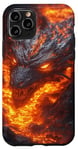 Coque pour iPhone 11 Pro Dragon de feu en fusion sortant des profondeurs de lave ardente