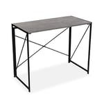 Versa Jack Bureau Informatique Bureau Sécretaire Poste de Travail Table d'étude pour Ordinateur Gaming, Pliable, Dimensions (H x l x L) 74 x 45 x 90 cm, Bois et métal, Couleur: Gris