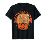 Tis The Skeletwins Matching Halloween Twins Funny Skeletons T-Shirt