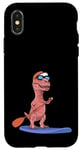 Coque pour iPhone X/XS Sup Stand Up Paddle Board Dinosaure Drôle Planche à Pagaie