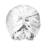 townssilk Bonnet de nuit en soie pour femme, 16 mommes, 100 % soie de mûrier, protège bien les cheveux, pour la plupart des cheveux, cadeau luxueux, double couche, 1 pièce, argenté