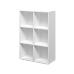 Armoire de bureau moderne blanc 6 étagères cubiques 65x30x97cm Ika 2