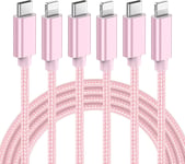 Lot de 3 Câble USB C vers Lightning Charge Rapide MFi Certifié Cable iPhone USB C 1+2+3M pour iPhone 13 12 11 Pro Max X XR XS Max 8 iPad Pro 2018/Air 2019 Cable USB C iPhone Cable-Rose