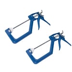 2 PACK ONE HANDED 150MM (6") RATCHET CLAMP QUICK RELEASE NON MARKING COVERS