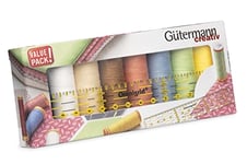 Gütermann creativ Sewing Thread Set with 8 spools Cotton C Ne 50 100 m in Bright Colours + a Omnigrid® Universal Ruler, 3 x 15 cm