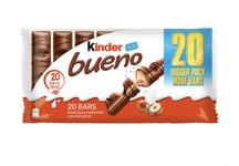 20 BARS - Kinder Bueno Milk Chocolate Wafer Hazelnut Snack By Ferrero - FREE P&P