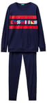 United Colors of Benetton Men's Pig(Shirt+Pant) 3VD04P02D Pajama Set, Blue, L