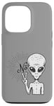 iPhone 13 Pro Funny and cute Grey Alien "No" V-Finger Gesture Case