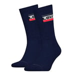 Levi's Men's Levis 144ndl Regular Cut Sprtwr Logo 2p Calf Socks, Blue (Dress Blues 198), 8-Jun UK