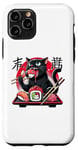 Coque pour iPhone 11 Pro Chat noir mangeant des sushis Anime drôle chat amateur de sushi