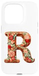 Coque pour iPhone 15 Pro Monogrammed Christmas Floral Initial R Gingerbread Letter R