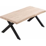 Table basse relevable en bois et métal coloris chêne nordiquenoir - longueur 120 x profondeur 66 x hauteur 47-62 cm Pegane