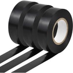 Jusch - Isolant Ruban, 20 m x 20 mm Ruban Isolanté Noir - Haute Température la Résistance Adhésif Ruban - Ruban Adhésif Électricien de Chantier(3pcs)