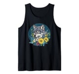 Wild Floral Wolf Surrounded By Blossoms Tank Top