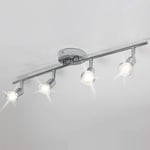Ganeed - Kit d'éclairage sur rail à 4 ampoules led modernes, luminaire encastré mural / plafonnier, tête d'éclairage rotative flexible en chrome pour