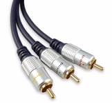 Deluxe 3M Triple RCA Phono Cable Audio Video Lead Gold Plated OFC 3 Metre