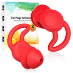 Upgraded - Dasbulk Silicone Ear Plugs, Noise Reduction Earplugs for Sleeping, Reading, Traveling, Working and Swimming (Red)