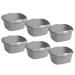 6 x 32cm Square Washing Up Bowl Cleaning Kitchen Sink Camping Caravan Silver UK