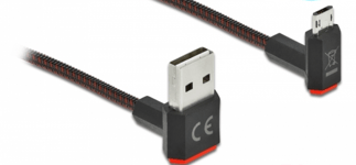 DELOCK – EASY-USB 2.0 Cable Type-A male to EASY-USB Type Micro-B male angled up / down 0.5 m black