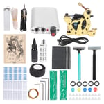 Coil Tattoo Machine Kit Virtalähde Jalkapoljin Tatuointineula Ink Cup Tatuointiharjoitustyökalusarja (90-265V) US-pistoke