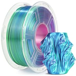 Silk PLA Plus Filament d'imprimante 3D, PLA+ brillant triple couleur 1.75mm, 360° dévoile des couleurs variées, précision dimensionnelle +/- 0.02mm, bobine de 1 kg (2.2lb), Bleu Vert Violet