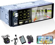 Rds Autoradio Bluetooth 1 Din Stéréo, 4,1 Pouces Écran Tactile Capacitif Fm/Am Récepteur Radio Double Usb/Aux-In/Sd Carte Port+ Caméra De Recul/Micro Externe/Commande Au Volant Noir