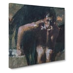 Lucifer Vol.2 by Franz von Stuck Classic Painting Canvas Wall Art Print Ready to Hang, Framed Picture for Living Room Bedroom Home Office Décor, 14x14 Inch (35x35 cm)