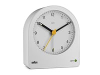 Braun Bc22, Quartz Vekkerklokke, Rund, Hvit, Gult, 12 Timers, Alarm, Batteri