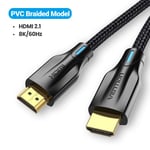 Vention Câble HDMI 2.1 pour TV Box HUB USB C PS5 Câble HDMI 8K/60Hz Câble répartiteur HDMI Ultra Haut Débit eARC HDR10 Câble HDMI2.1, Noir AAU- 1m