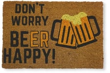 KOKO DOORMATS Paillasson extérieur Entree | Tapis Entree Exterieur, Coco Base antidérapant en PVC | paillasson Exterieur Entree Original antiderapant et Absorbant | Don't Worry Beer Happy | 40x60 cm