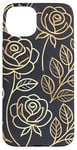 Coque pour iPhone 15 Plus Motif floral rose, style botanique minimaliste