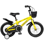 LYN Kids Bike, Kids Bike,Children's Bicycle for 2-10 Years Old,Carbon Steel Frame,In Size 12”14”16”18”,with Training Wheels & Hand Brakes (Color : Yellow, Size : 14'')