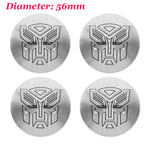 (56mm hopea)4kplCool Autobots Logo Transformers Badge Emblem Auton pyörän napa Keskikorkit Tarra Vanteen suojus Automaattiset muotoilutarvikkeet