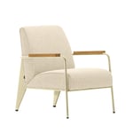 Vitra - Fauteuil de Salon, Base Ecru,, Natural Oak, Fabric Cat. F100 Nubia Col. 02 Cream/Perle - Nojatuolit - Jean Prouvé - Beige - Metalli/Puu/Vaahto