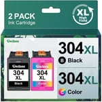 304XL Cartouches d'encre remanufacturées pour HP 304 XL Noir Compatible avec 304XL pour HP Envy 5010 5020 5030 5032 Deskjet 2630 2632 2633 2634 3700 3720 3730 3750 3760 3760 304XL 762 764 (noir et