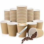 NationwidePaper Pack of 25 x 16oz Disposable Paper Cups hot Drink, Disposable Insulated Paper Cups for Hot Drinks, Triple Walled Brown Ripple Hot & Cold Drink Cups Without Lids