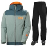 Helly Hansen Powdreamer/Legendary skisett, Herre, Black/Cactus