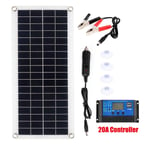 Kit de Panneau Solaire 100W 2 usb avec Controleur 20A Chargeur de Batterie Solaire pour Voiture Yacht Montres Bateau 12V-18V