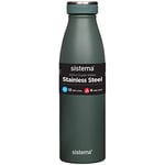 Sistema Hydrate Stainless Steel Water Bottle, 500 ml Leak-Proof Reusable Water Bottle, BPA & Phthalate Free, Double Wall Vacuum Insulation, Keeps Cold for 12 hrs, Hot for 6 hrs, Assorted Colours