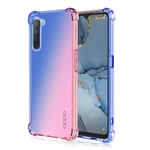 HAOYE Case for Oppo Find X2 Lite Case, Gradient Color Ultra-Slim Crystal Clear Anti Smudge Silicone Soft Shockproof TPU + Reinforced Corners Protection Phone Cover (Blue/Pink)