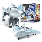 Super Wings Transformer Aeroplane Supercharged Traver, Hauteur env. 12,7 cm, poupée pour Enfants, Avion Jouet et Figurine de Robot pour garçons et Filles à partir de 3 Ans