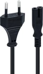 1.5m Cable D'alimentation Eu Plug C7 Bipolaire 2 Cable Pour Ps5 / Ps4 / Ps3 / Xbox S¿¿Rie X/S - Noir