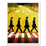 Abbey Road Abstract Stylised Beatles Boho Landscape Red And Ochre Art Print Framed Poster Wall Decor 12x16 inch