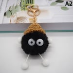 Anime Totoro Plysch Nyckelring Llaveros Mujer Fur Ball Pompom - Perfet black