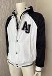 ARMANI JEANS WHITE & BLACK HOODED BOMBER JACKET SIZE 44 BNWT