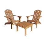 Lot de 2 fauteuils de jardin en bois avec un repose-pieds/table basse - Adirondack Salamanca - Eucalyptus . chaises de terrasse